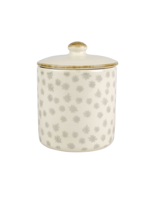 Vietri Viva Earth Flower Small Canister - Gray & Beige