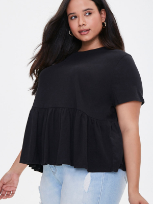 Plus Size Boxy Flounce-hem Top