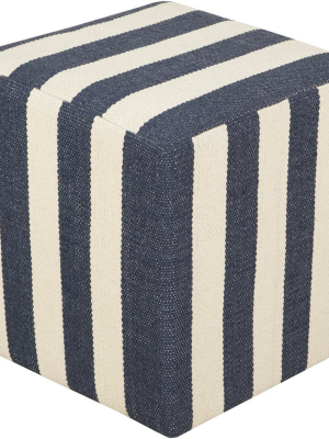 Picnic Pouf In Dark Blue & Cream