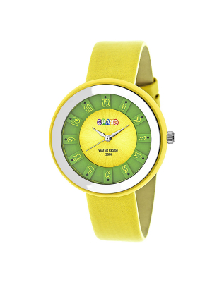 Crayo Celebration Women's Leatherette Strap Watch - Yellow