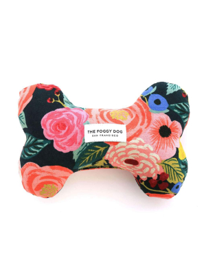Painted Peonies Midnight Dog Squeaky Toy