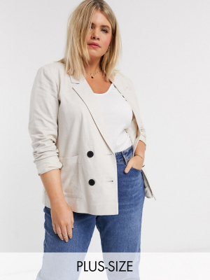 Vero Moda Curve Linen Blazer In Cream