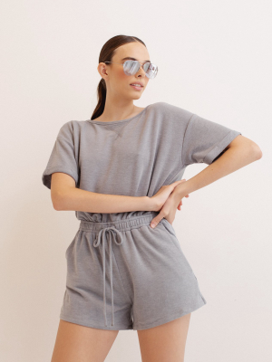 Short Sleeve Sweat Short Romper