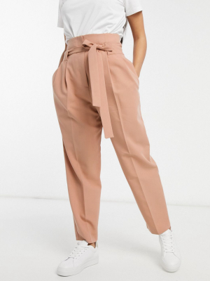 Asos Design Tailored Tie Waist Tapered Ankle Grazer Pants