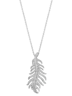 Phoenix Feather Pavé Diamond Necklace - Large