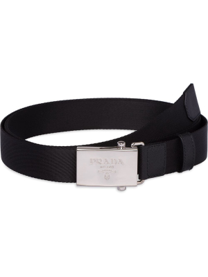 Prada Logo Engraved Buckle Belt