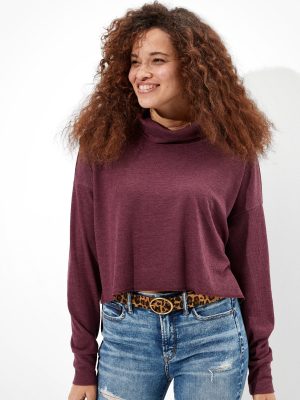 Ae Cropped Long Sleeve Mock Neck T-shirt