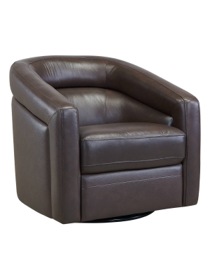 Desi Contemporary Swivel Accent Chair Leather Espresso Brown - Armen Living