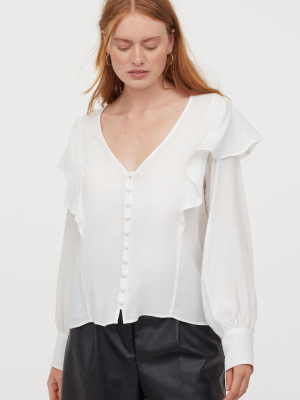 Flounce-trimmed Blouse