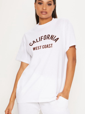 White California Slogan Oversized T Shirt