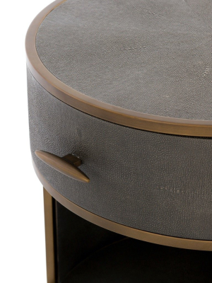 Shagreen Round Nightstand - Grey