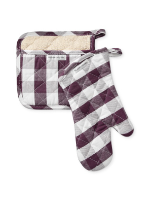 Williams Sonoma Checkered Oven Mitt & Potholder Set