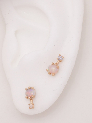 Valley Rose Mira Australian Opal And White Sapphire Earrings