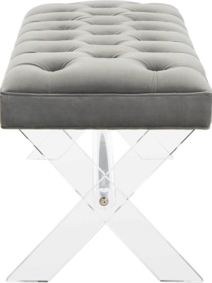 Toby Tufted Acrylic Bench Dark Gray