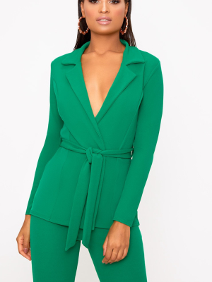 Green Belted Blazer