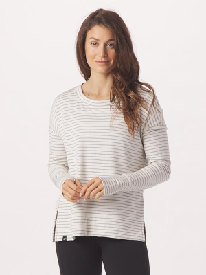 Lounge Long Sleeve: White/charcoal Heather Stripe