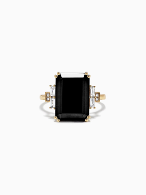 Effy Eclipse 14k Yellow Gold Onyx And Diamond Ring, 6.73 Tcw