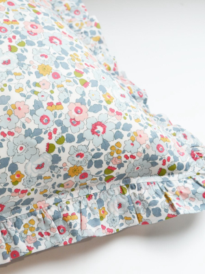 Gathered Edge Pillowcase Made With Liberty Fabric Betsy Grey