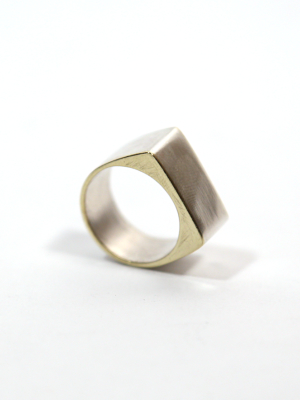 Silver & Brass Square Ring By Formina