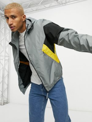 Pull&bear Lightweight Jacket In Gray Color Block