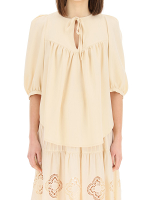 See By Chloé Bow Detail Puff Sleeve Blouse