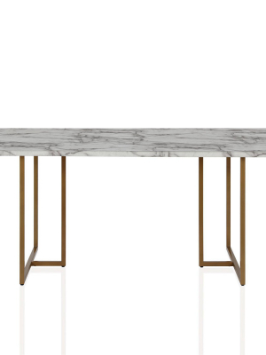 Edith Rectangular Faux Marble Dining Table White/gold - Cosmoliving By Cosmopolitan