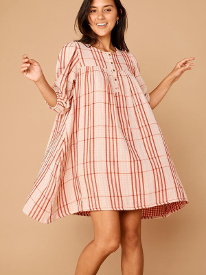 Fleur Organic Cotton Dress - Couverture Check Large