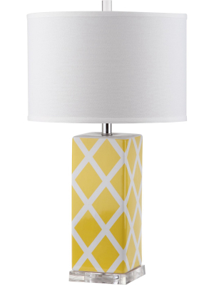 27" Garden Lattice Table Lamp Yellow (includes Cfl Light Bulb) - Safavieh