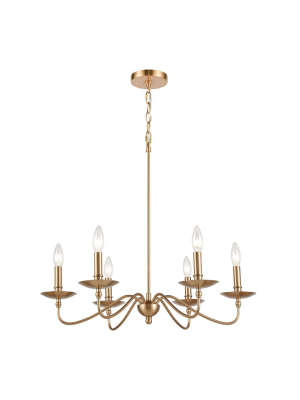 Wellsley 6-light 23 X 25 X 25 Chandelier In Burnished Brass