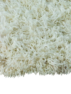 Tokyo Collection Hand Knotted Shaggy Wool And Linen Area Rug In White