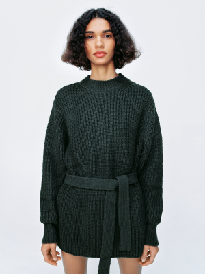 Belted Knit Sweater