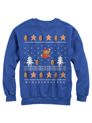 Men's Nintendo Ugly Christmas Mario Coin Sweatshirt