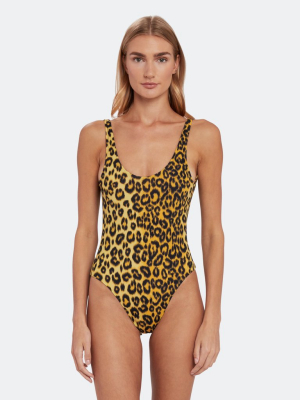 Les Girls Les Boys Leo Print Scoop Back Swimsuit