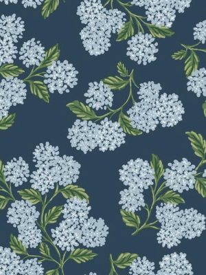 Hydrangea Wallpaper In Navy From The Rifle Paper Co. Collection By York Wallcoverings