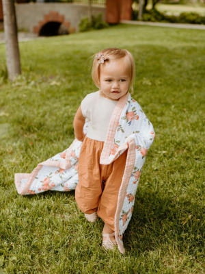 Cotton Muslin Baby Quilt - Watercolor Roses