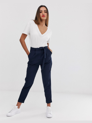 Asos Design Woven Peg Pants With Obi Tie