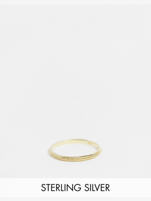 Kingsley Ryan Ring In Sterling Silver Gold Plate With Bobble Detail