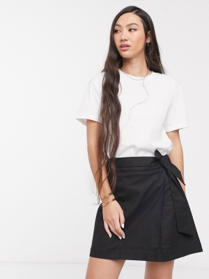 Asos Design Linen Wrap Mini Skirt