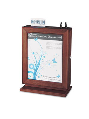 Safco Customizable Wood Suggestion Box 10 1/2 X 5 3/4 X 14 1/2 Mahogany 4236mh