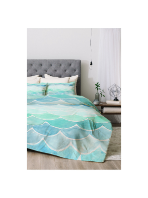 Green Wonder Forest Mermaid Scales Comforter Set (king) 3pc - Deny Designs