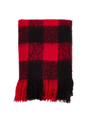 Faux Mohair Buffalo Plaid Throw Blanket - Saro Lifestyle