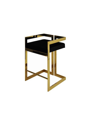 Emmett Counter Stool Brass And Black Velvet