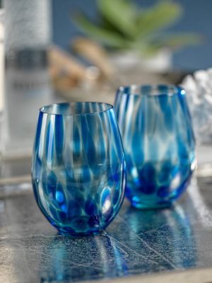 Blue Tortoise Stemless All Purpose Glass