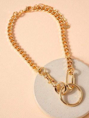 Ring Charm Chain Linked Necklace