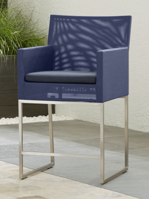 Dune Navy Counter Stool With Sunbrella ® Cushion