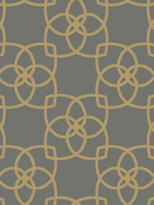 Serendipity Geo Overlay Wallpaper In Gold And Dark Neutrals By York Wallcoverings