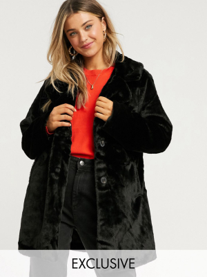 Wednesday's Girl Oversized Coat In Faux Fur