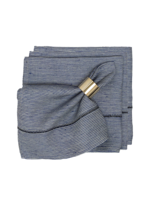 Linen Stitch Chambray Stripe Napkins, Set Of 4