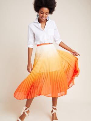 Ombre Pleated Midi Skirt