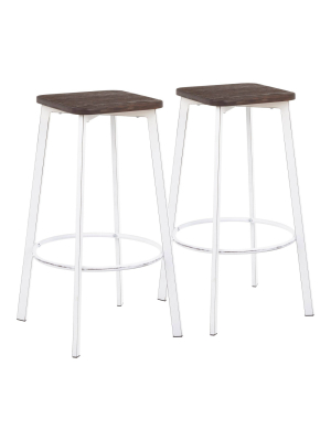 Set Of 2 Clara Industrial Square Barstools - Lumisource